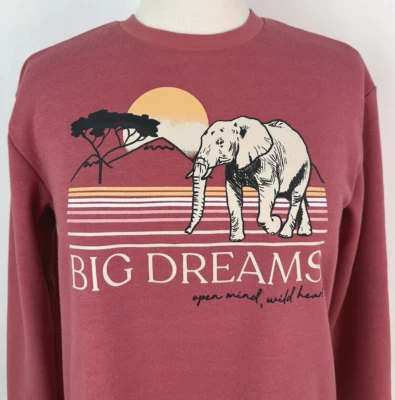 NWOT Ivory Ella Fleece Lined Elephant Graphic Sweatshirt XS Dusty Rose Relaxed - Image 1 of 4