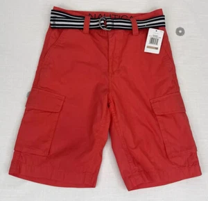 Nautica  Red 100% Cotton Belted Cargo Shorts Youth Boys Sz 12 NWT - Picture 1 of 9