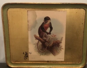 19" Wooden Tray Vietri Italy Made Monkey Decor Retro Look - Picture 1 of 6