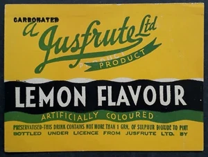 Undated Australia Carbonated Jusfrute Ltd Lemon Flavour Label Unused - Picture 1 of 2