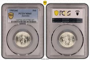 Australia 1961 QEII Silver Shilling Coin PCGS MS65 Gem Unc #2187 - Bild 1 von 1