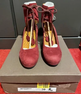 Nuevo Chie Mihara 'Mezzora' Rojo Vino Gamuza Con Cordones Puño al Tobillo Zapatos UK6/EU39 €325 - Imagen 1 de 10