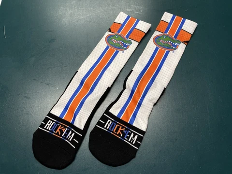 Florida Gators NCAA Rock ‘Em Striped Socks NWOT Size L/XL Cover