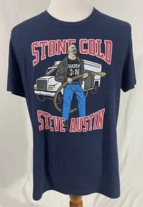 Stone Cold Steve Austin WWE- Homage Blue Tri-Blend Shirt - Men's XL - Picture 1 of 5