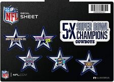 Dallas Cowboys Decal Sticker 5X Time Champions 5 Piece Sheet Emblem Football