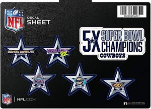 Dallas Cowboys Decal Sticker 5X Time Champions 5 Piece Sheet Emblem Football