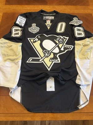 Camiseta deportiva Mario Lemieux Penguins 2009 3 Patch Champions Reebok Edge 1.0 talla 54 MiC Foto 1 de 4
