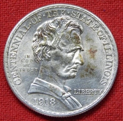 Medio dólar de plata conmemorativo Lincoln Illinois 1918 50c ~ envío gratuito a EE. UU. Foto 1 de 4