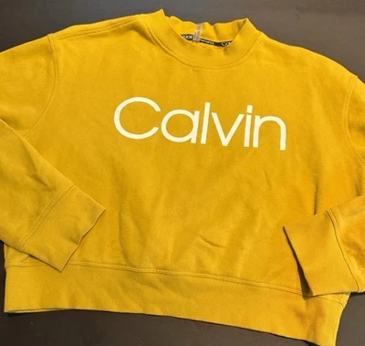 Womens Calvin Klein Performance Crop Sweatshirt XL Long Sleeve Fleece Crew Neck - Image 1 of 4