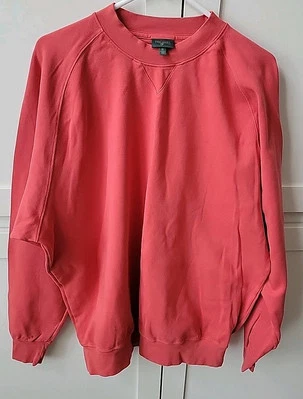 Tom James 100% Pima Cotton Sweatshirt Adult X-Large Coral Solid Long Sleeve - Image 1 of 4