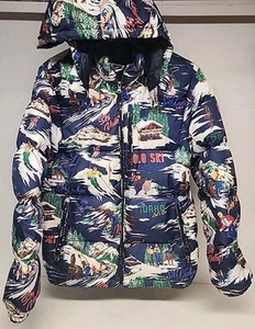 Polo Ralph Lauren Youth Boy XL 18-20 Puffer Hooded Ski 1967 Graphic Down Jacket - Picture 1 of 17