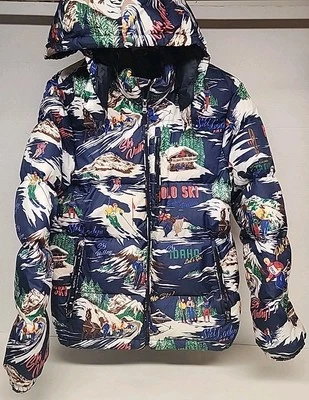 Polo Ralph Lauren Youth Boy XL 18-20 Puffer Hooded Ski 1967 Graphic Down Jacket - Image 1 of 4
