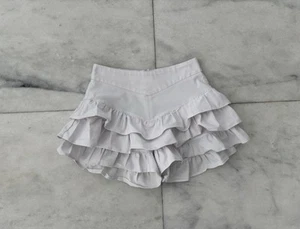 90s Y2K Ruffle Skort Mini White Low Rise Cotton Stretch Women 0 Tennis Preppy - Picture 1 of 8