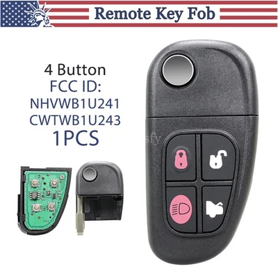 For 2003 2004 2005 2006 2007 2008 Jaguar S-Type X-Type XJ8 Remote Flip Key Fob - Image 1 of 4