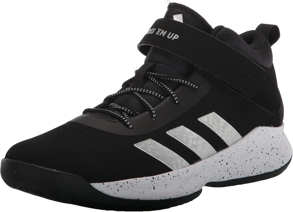 adidas Cross Em Up 5 Basketball Shoe, Black/Silver, 12 Wide US Unisex LittleKid - Image 1 of 1