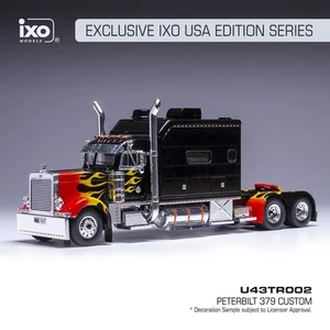 2002 PETERBILT 379 CUSTOM TRUCK BLACK W/FLAMES 1:43 SCALE BY IXO U43TR002 - Picture 1 of 3
