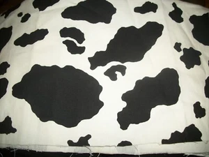 Black & White Cow Print Thick Cotton Fabric.    19 in. and 36 " wide. Scrap - Picture 1 of 2