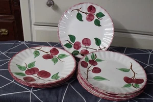 SET OF 8 VINTAGE BLUE RIDGE POTTERY 9 1/2" CRAB APPLE DINNER PLATES - Picture 1 of 6