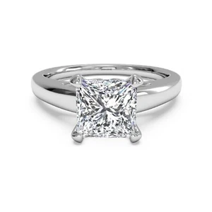 2.00 Ct Princess Real Moissanite Wedding Engagement Ring 14K Solid White Gold - Picture 1 of 13