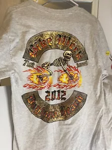 DAYTONA BEACH BIKE WEEK 2012 HANES MEDIUM LONG SLEEVE SHIRT FLAMES SKELETON - Picture 1 of 5