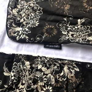 Ah Goo Baby Stroller Blanket Earth Pattern Black White Cotton Minky 41"x30" EUC - Picture 1 of 11