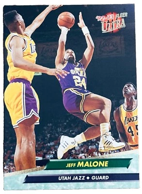 Excelente: Tarjeta coleccionable de jazz vintage Fleer Ultra de Jeff Malone Utah 1992-93 Foto 1 de 2