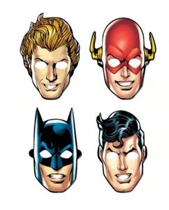 JUSTICE LEAGUE HAPPY BIRTHDAY party MASKS 8pcs favors supplies 4 Superheroes #2 - Picture 1 of 1