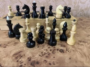 Vintage Wooden Chess Set Tournament Retro Folding Board 29х29cm Rare ussr soviet - Picture 1 of 13