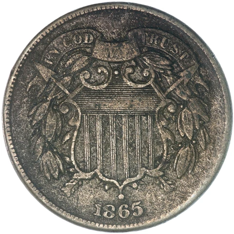 1865 (P) Two Cent Coin Very Fine VF See Pics A837 Cover