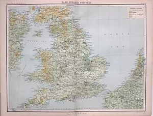 1897 ANTIQUE MAP ENGLAND & WALES LAND SURFACE FEATURES WOODLAND CULTIVATED LAND - Picture 1 of 5