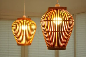 Handmade Bamboo Lampshade, Round Pendant Ceiling or Table Shade, Brown L007 - Picture 1 of 12