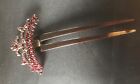 ANTIQUE 1800 S BOHEMIAN GARNET AND TORTOISE HINGED HAIR COMB