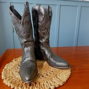 J. Chisholm Boots Women's Size 8.5 D Exotic Teju Lizard Black Leather - Picture 1 of 13