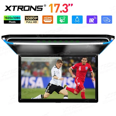 XTRONS 17.3" FHD Screen Car Roof Mounted Monitor Flip Down HDMI Player 1080P TV - Image 1 of 4