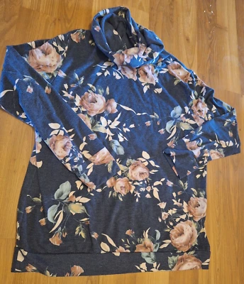 Blusa Camisa Campesina Marca EZRA Floral Boho Cómoda Cuello Tortuga Talla 1XL Foto 1 de 4