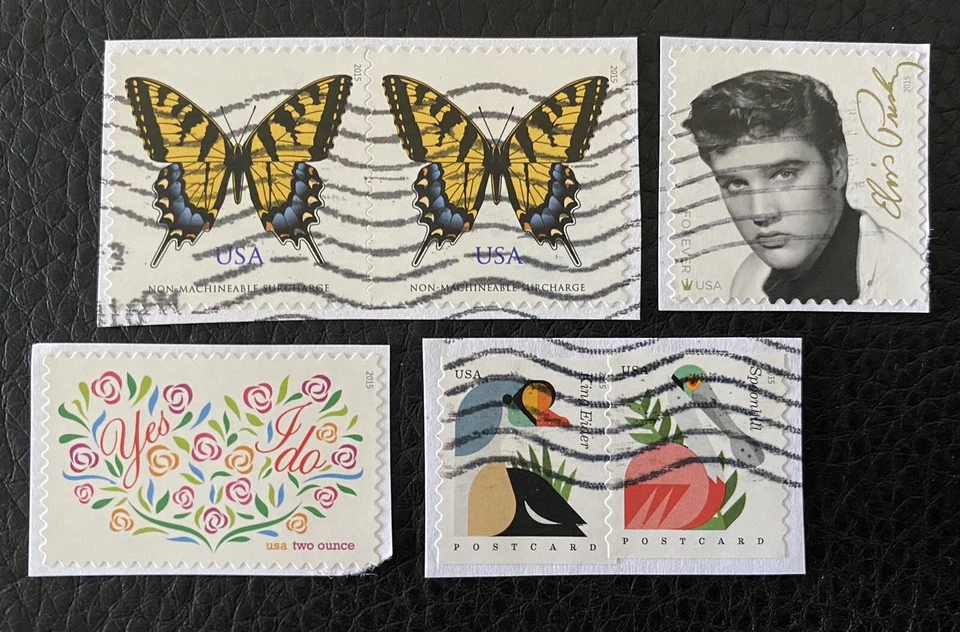 Lot de 6 timbres des USA année 2015 - encore sur fragment - US Stamps B25 - Photo 1/1