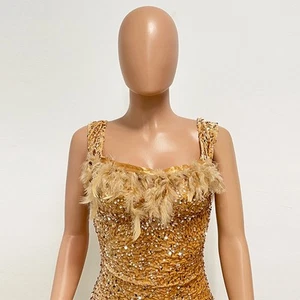 Schlankes Damen Kleid mit Pailletten Federn und hüftbetonter Passform für Part - Bild 1 von 27