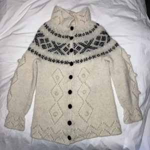 Mohair Handstrick Pullover Strickjacke Wolle Islandmuster zweimal getragen! Extra klein - Bild 1 von 24