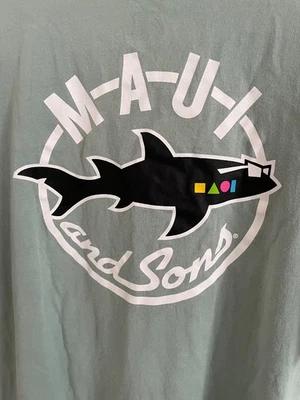 Maui and Sons Light Green Black Shark Logo T Shirt Size XL - Image 1 of 4