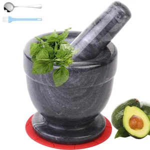 Mortar and Pestle Marble Set for Spices Pestos Seasonings Pastes Guacamole Bo... - Picture 1 of 7