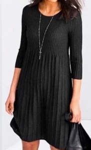 Eileen Fisher waschbares Woll-Rippstrickkleid Größe Large Petite - Bild 1 von 3