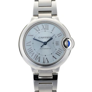 Juego completo de reloj automático Cartier Ballon Bleu WSBB0062 esfera azul rayos de sol 33 mm para damas - Imagen 1 de 9