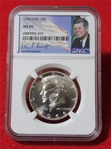 1966 SMS UNCIRCULATED KENNEDY HALF DOLLAR NGC MS 65 SPECIAL MINT SET #T5019 - Picture 1 of 2