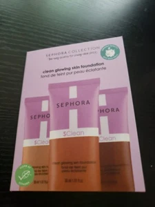 Sephora Collection Clean Glowing Skin Foundation ~ 3-Shade Sample Card - Picture 1 of 4