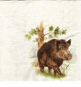 3 Servietten Tiere Wildschwein im Wald - Bild 1 von 2