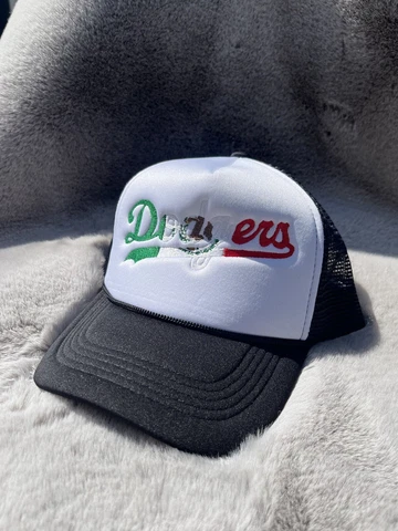 Los Angeles Dodgers Mexico Flag SnapBack Trucker Hat Black Cover