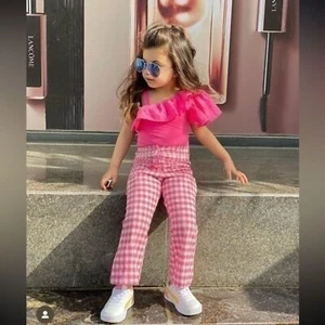 ZARA Gingham Pink pants 1283/388 - Picture 1 of 7