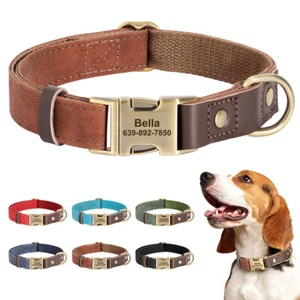 Collar de cuero Personalizado para perro nombre de identificación para mascotas - Picture 1 of 21