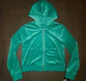 NEW GIRLS ART CLASS GREEN VELOUR HOODED ZIP UP JACKET SIZE L 10-12 - Picture 1 of 3