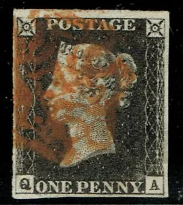 1840 1d nero pl 4 QA 4m rosso MX varietà doppia Q molto fine usato gatto. £450,00 - Foto 1 di 1
